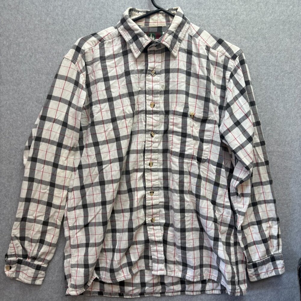 High Sierra Grey, White, and Red Flannel Size Large